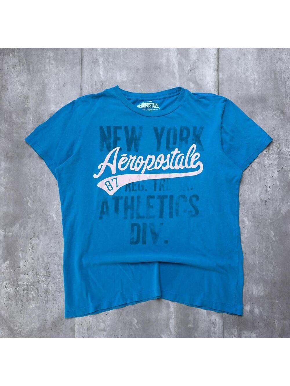 Y2K Blue Aeropostale Grunge Skater Gothic T-Shirt